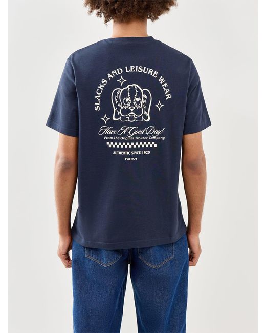 Farah Blue Graphic Organic T-Shirt for men