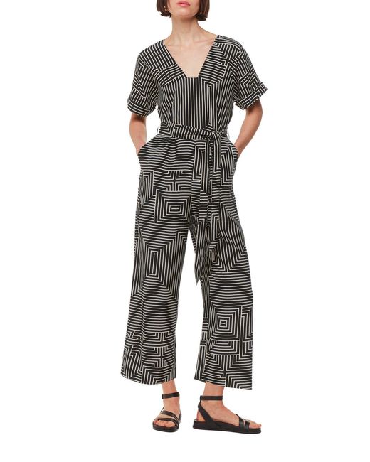 Whistles Gray Women's Angled Stripe Jumpsuit