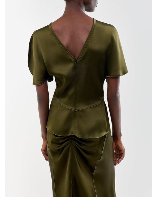 Victoria Beckham Green Bela Acetate Blend Blouse