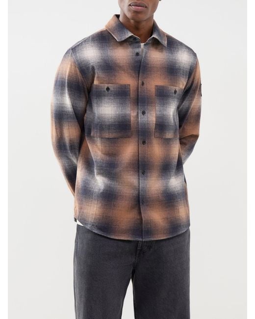 Belstaff Gray Outpost Brushed Flannel Shirt for men