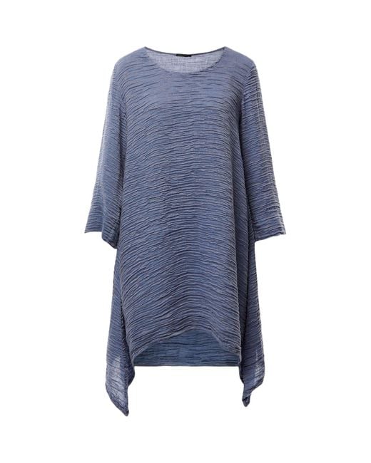 Grizas Blue Silk Crinkle Tunic