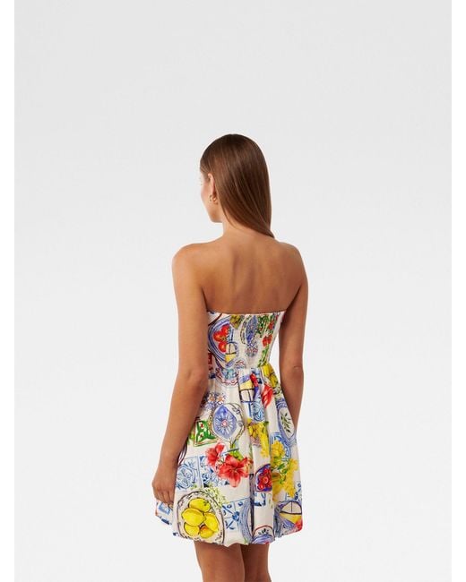 Forever New White Phoebe Strapless Bubble Hem Mini Dress