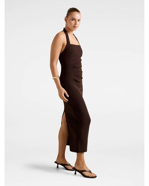 Forever New Brown Georgie Halter Neck Ruched Bodycon Dress