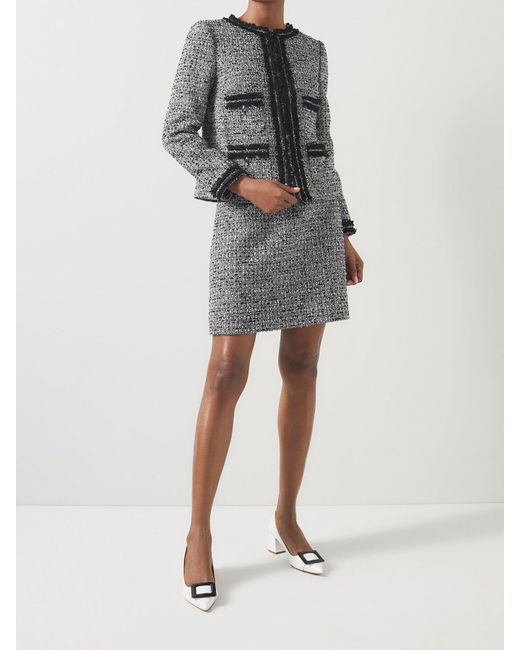 L.K.Bennett Gray Women's Charlie & Ivory Tweed & Trim Jacket