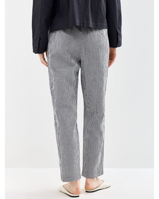 Eileen Fisher Gray High Waisted Tapered Ankle Trousers Print
