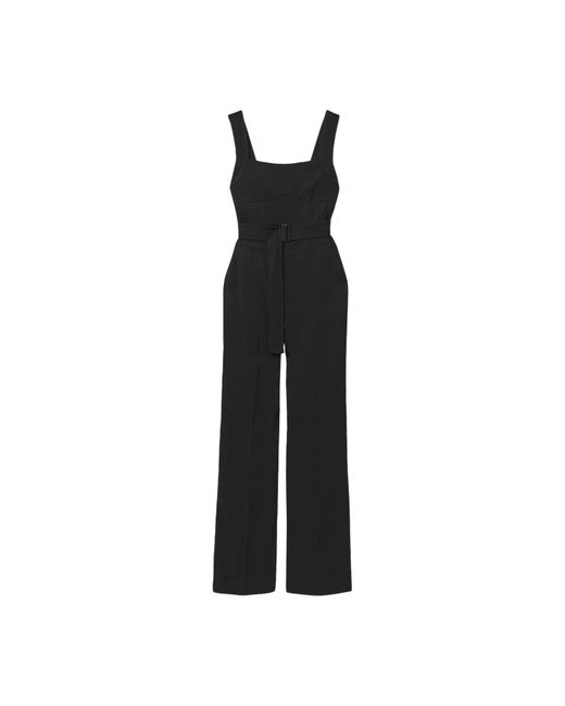 Reiss Black Kim Cross-Back Belted Jumpsuit
