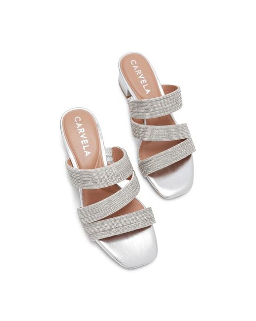 Carvela Kurt Geiger White Women's Gala Block Mule Jewel