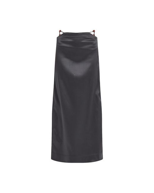 Ganni Gray Women's Double Satin Maxi Skirt