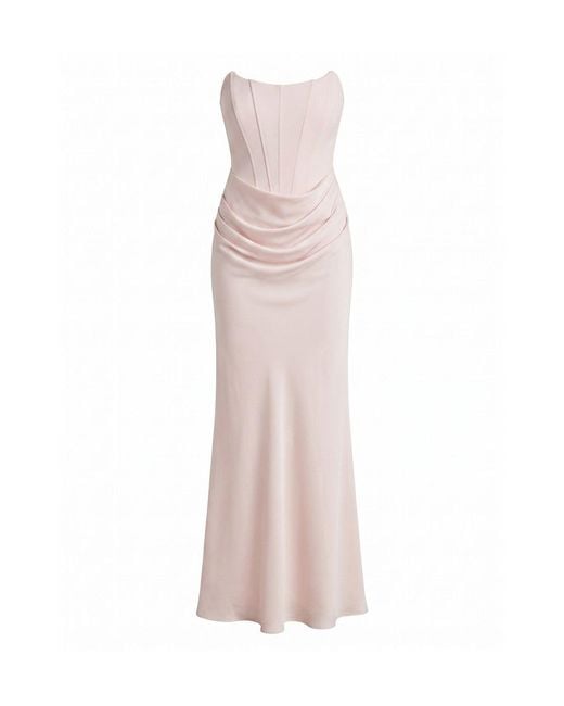 Forever New Pink Isra Petite Drape Strapless Maxi Dress