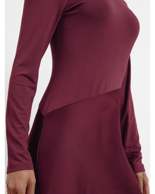 Albaray Purple Satin & Jersey Asymmetric Dress