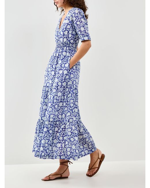 Aspiga Blue Billie Block Print Dress Hibiscus Print