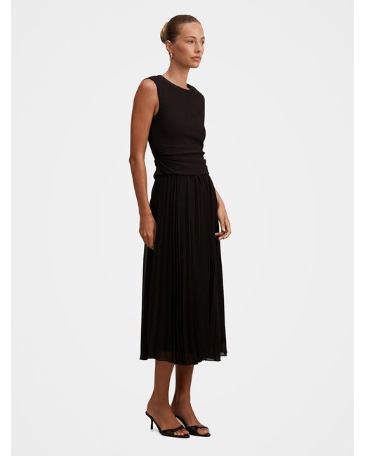 Forever New Black Emilia 2-In-1 Pleated Midi Dress