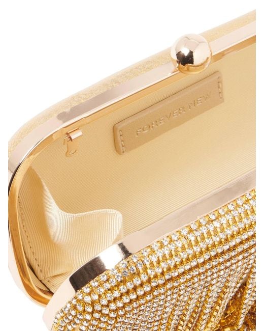 Forever New Metallic Opal Sparkle Tassel Hardcase Clutch Bag