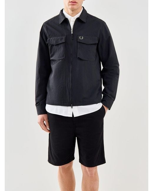 Fred Perry Blue Ripstop Overshirt for men