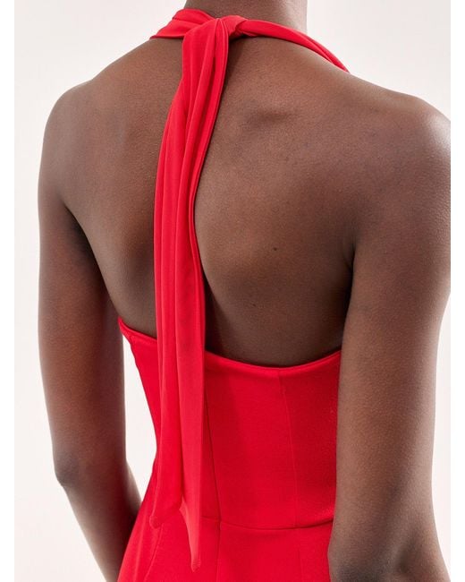 Club L London Red Auburn Halter Skater Midi Dress