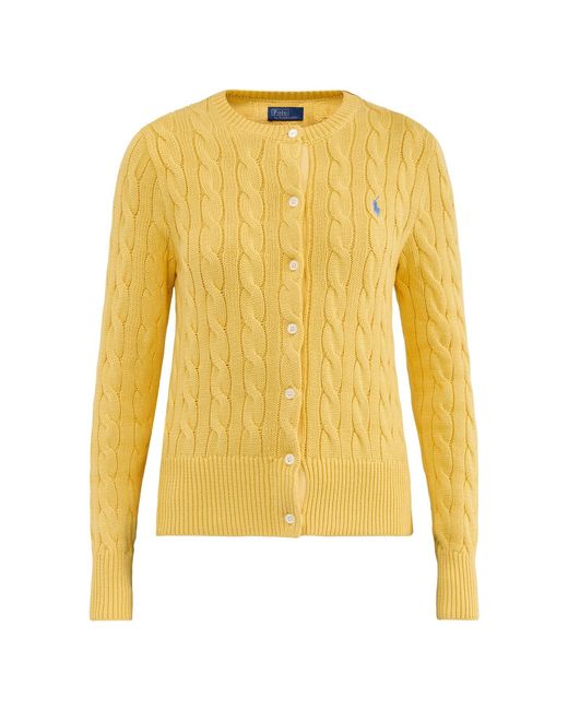 Polo Ralph Lauren Yellow Cable Knit Ls Cardigan