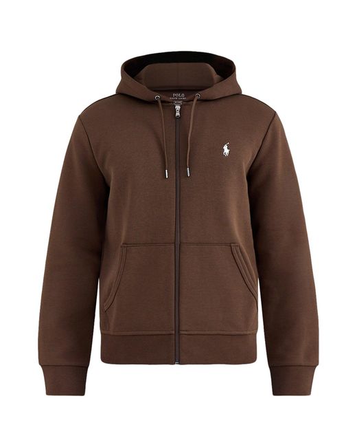Polo Ralph Lauren Brown Double Knit Zip Through Hoodie for men