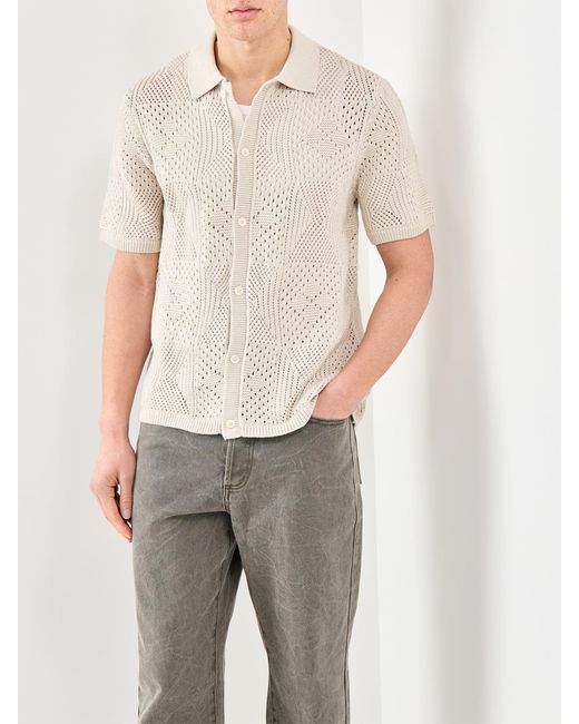 Levi's White Sweater Camp Short Sleeve Shirt Cream for men