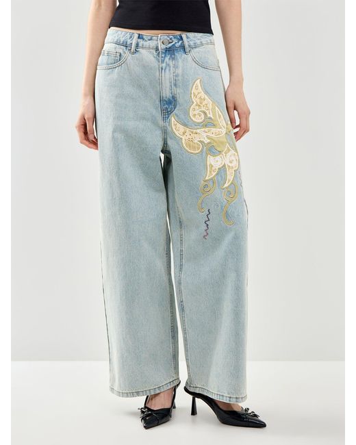 Ed Hardy Blue Antique Butterfly Baggy Jeans