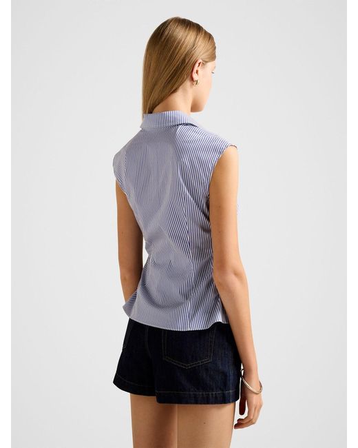 Forever New Blue Nova Ruched Collared Shirt