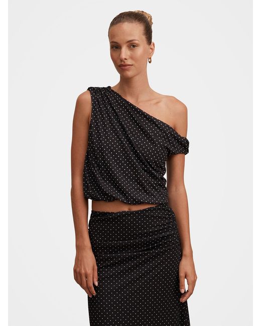 Forever New Blue Mila Spot Print Drape Top
