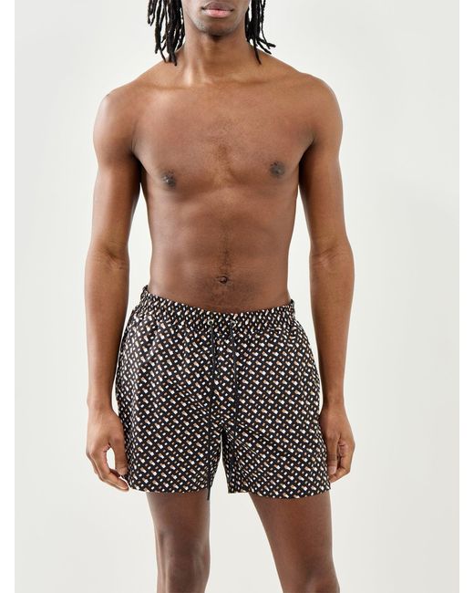 Boss White Manu Corp Monogram Swim Shorts for men
