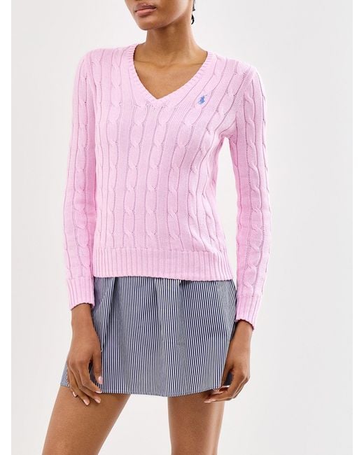 Polo Ralph Lauren Pink Kimberley V-Neck Jumper