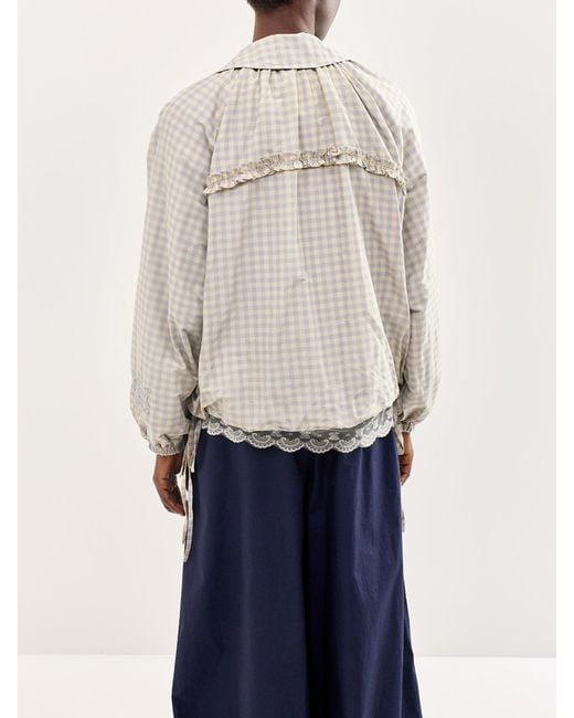 Damson Madder White Lailah Lightweight Gingham Bomber Jacket