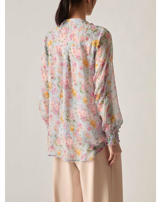 James Lakeland Gray Soft Vintage Floral Blouse, Polyester