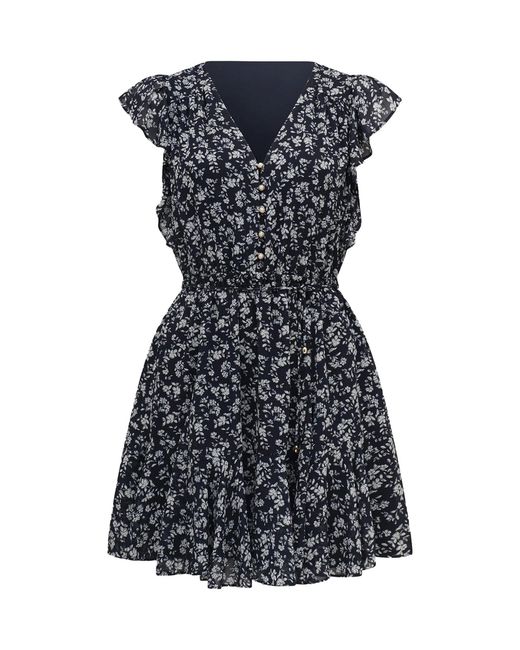 Forever New Blue Maxine Flutter Sleeves Mini Dress