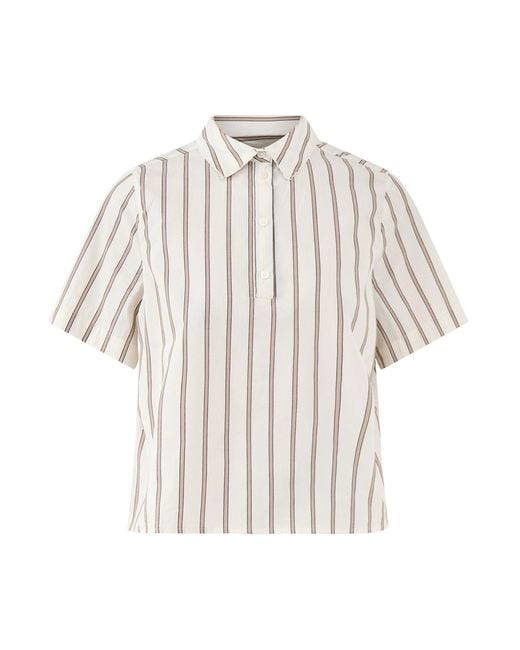 SELECTED White Gina Relaxed Crochet Edge Polo Top