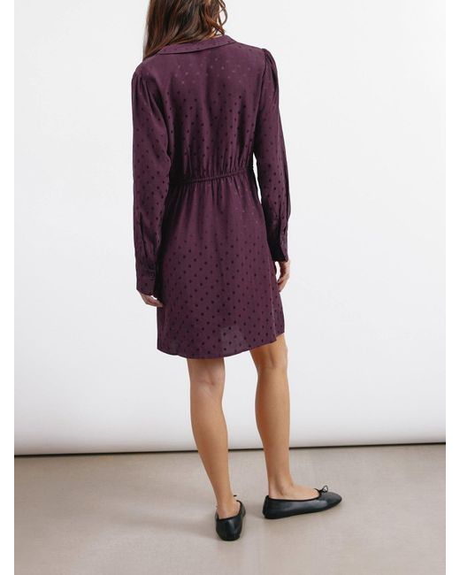 Albaray Purple Jaquard Spot Bow Dress