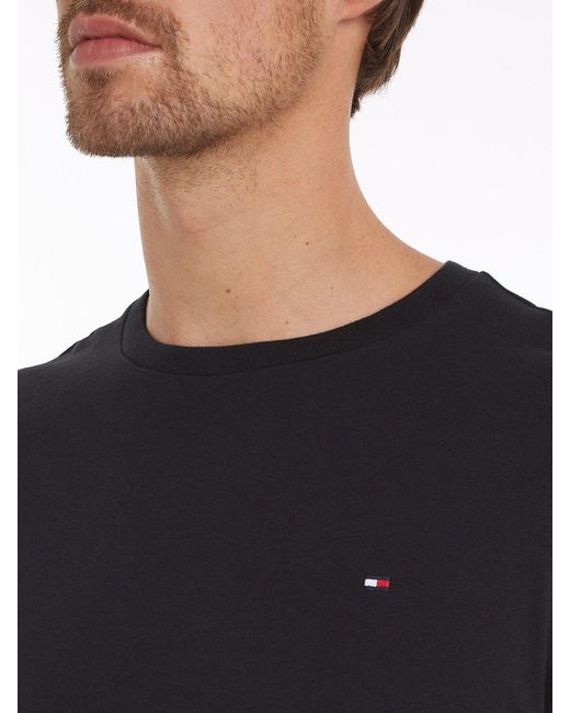 Tommy Hilfiger Black Regular Fit Essential Solid 100% Cotton T-Shirt for men
