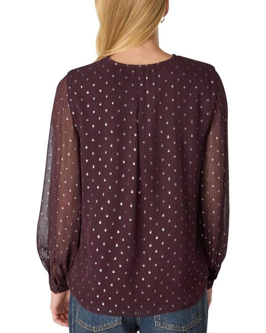 Whistles Purple Metallic Dobby Frill Blouse, Chiffon