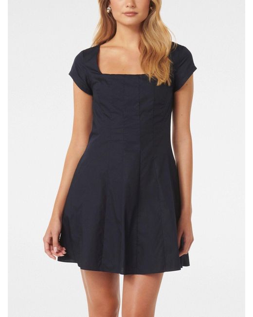 Forever New Blue Regina Cap Sleeves Mini Dress