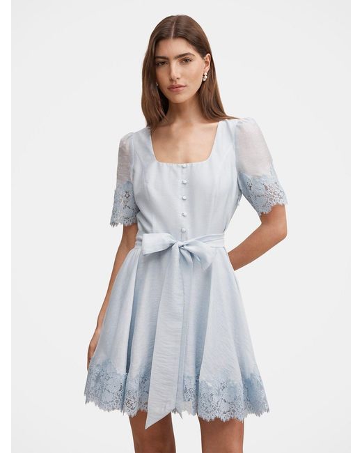 Forever New Blue Alana Lace Trim Mini Dress