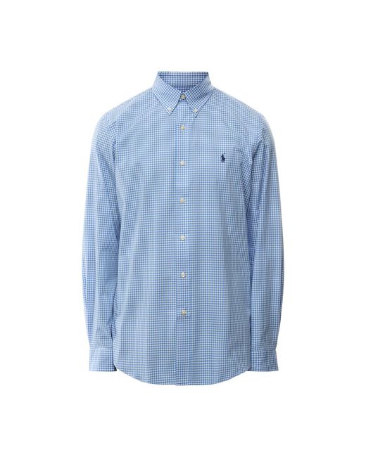 Polo Ralph Lauren Blue Custom Fit Stretch Poplin Shirt for men