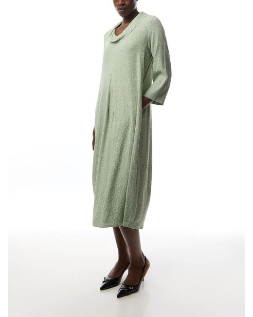 Sahara Green Abstract Textured Jacquard Dress