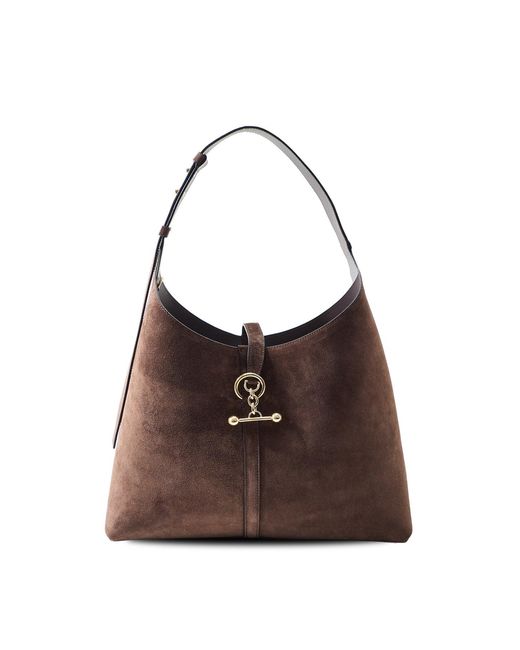 Strathberry Brown Kite Hobo Suede Tote Bag