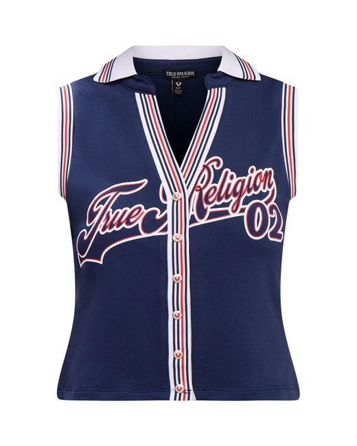 True Religion Blue Sporty Terry Polo Top
