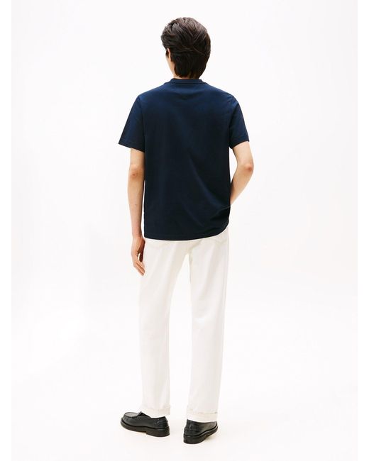 Tommy Hilfiger Blue Rubberised Crest Jersey T-Shirt for men