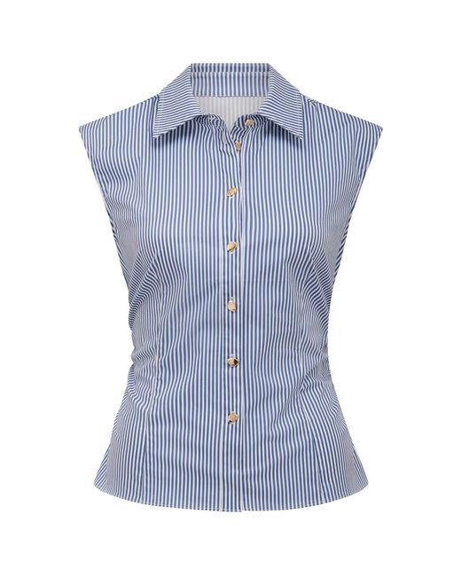 Forever New Blue Nova Ruched Collared Shirt