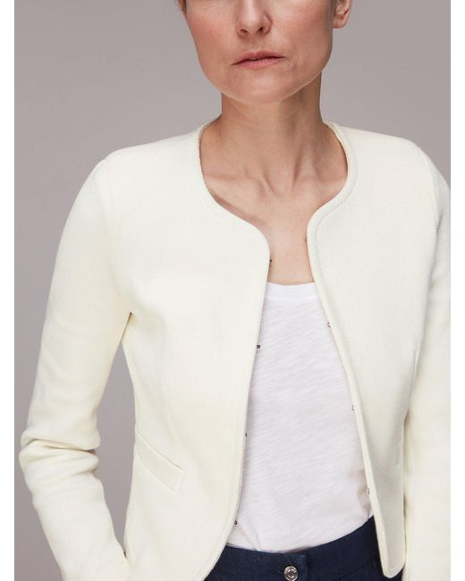 Whistles White Women's Collarless Jersey Jacket