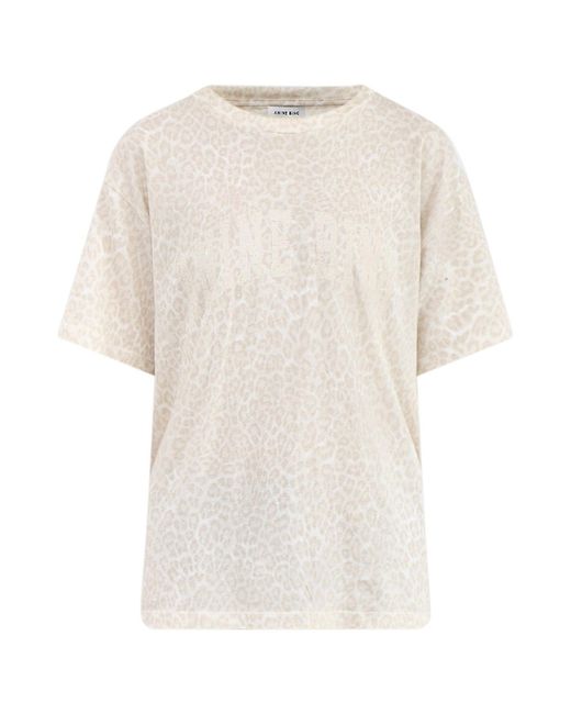 Anine Bing White Cade Leopard T-Shirt Cream