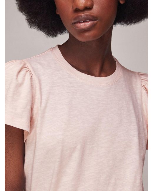 Whistles Pink Women's Cotton Frill Sleeve T-shirt