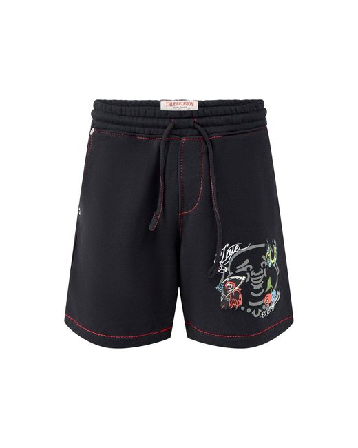 True Religion Blue Big T Fleece Sweat Shorts for men