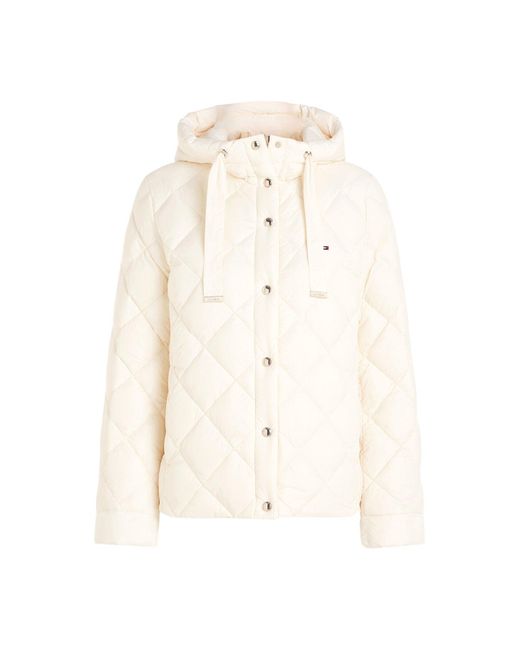 Tommy Hilfiger White Classic Lightweight Down Quilted Puffer Jacket