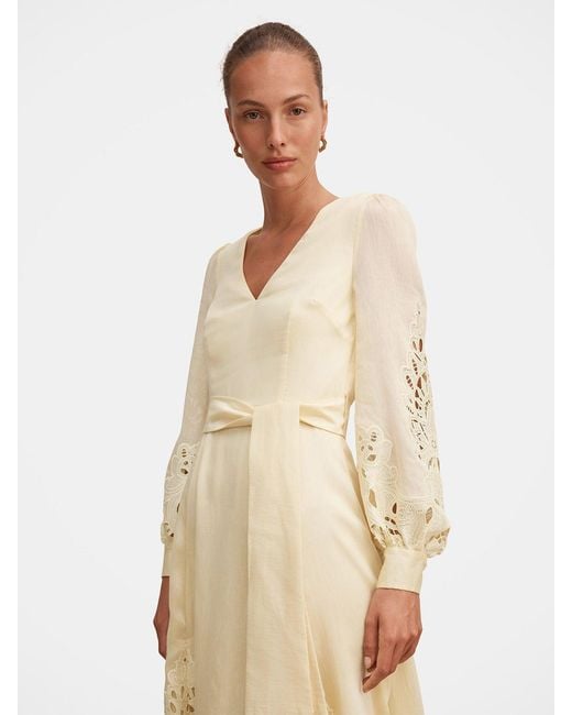 Forever New Natural Ashlee Embroidered Long Sleeve Maxi Dress