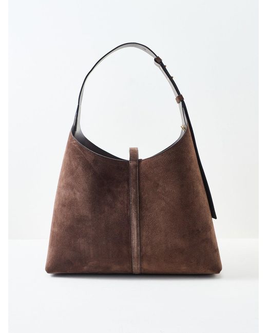 Strathberry Brown Kite Hobo Suede Tote Bag