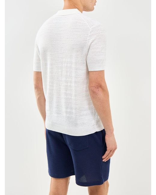 Polo Ralph Lauren Blue Open Collar Linen Mix Polo for men